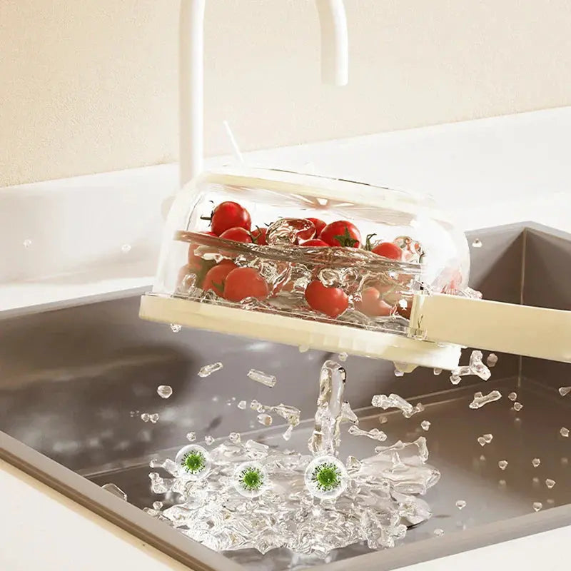 2-in-1 Rinse & Drain Bowl with Lid – Multi-Purpose Food Prep & Storage Container Hommart