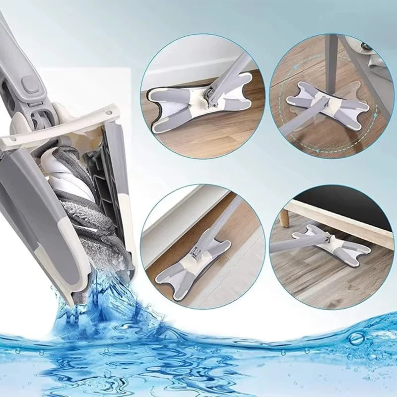 UNTIOR X-type Mop Microfiber Flat Floor Self Wringing 360 Degree Squeeze Mop