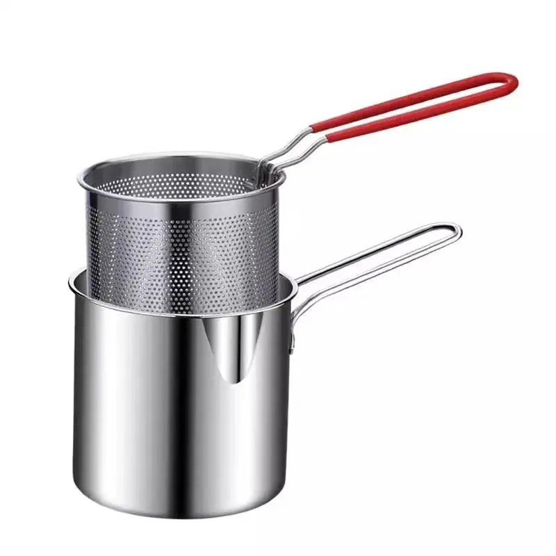 1200ml Small Stainless Steel Deep Fryer Pot with Long Handle Hommart