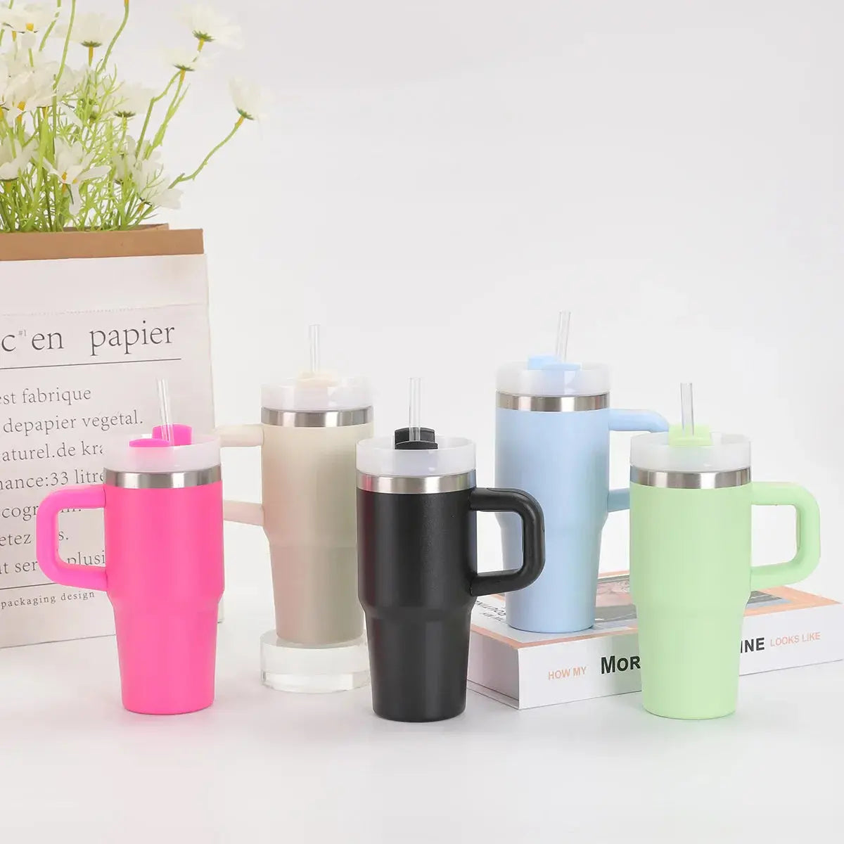 Car Mug with Handle Double-layer Vacuum Coffee Cup Portable Sport Water Bottle Hommart