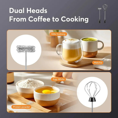 Milk Frother Wand Coffee Frother Handheld Foam Maker For Latte Rechargeable Electric Milk Hommart