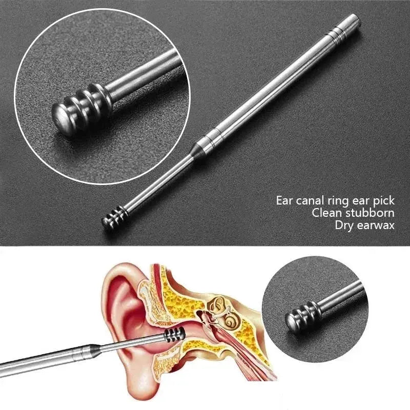 Effective 6Pcs Earwax Cleaning Tool with Spiral Earpick and Ear Curette Homemart