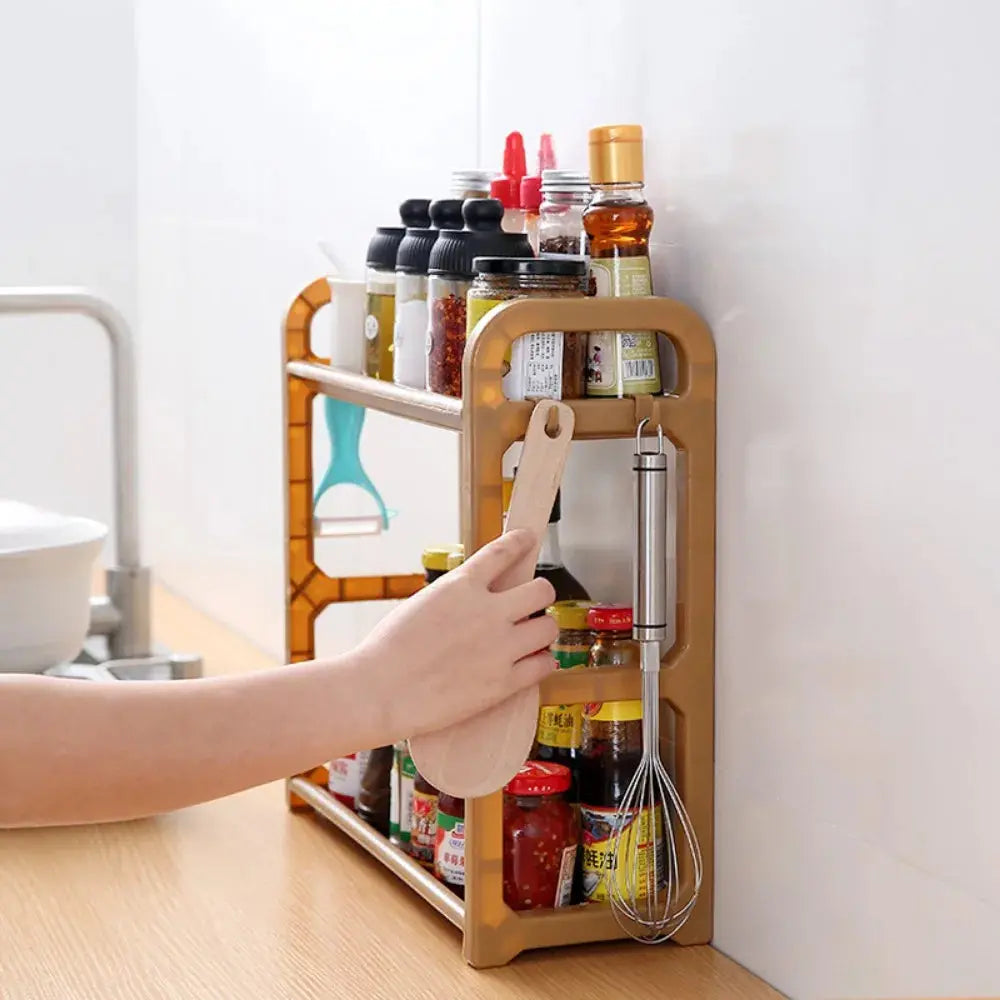 Kitchen Organizer Shelf Double-Deck Household Plastic Portable Small Size Storages Rack Hommart