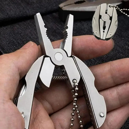 Stainless Steel Multi-Tool Pliers, Folding with Knife & Screwdriver, Portable Keychain Hommart