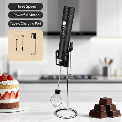Milk Frother Wand Coffee Frother Handheld Foam Maker For Latte Rechargeable Electric Milk Hommart