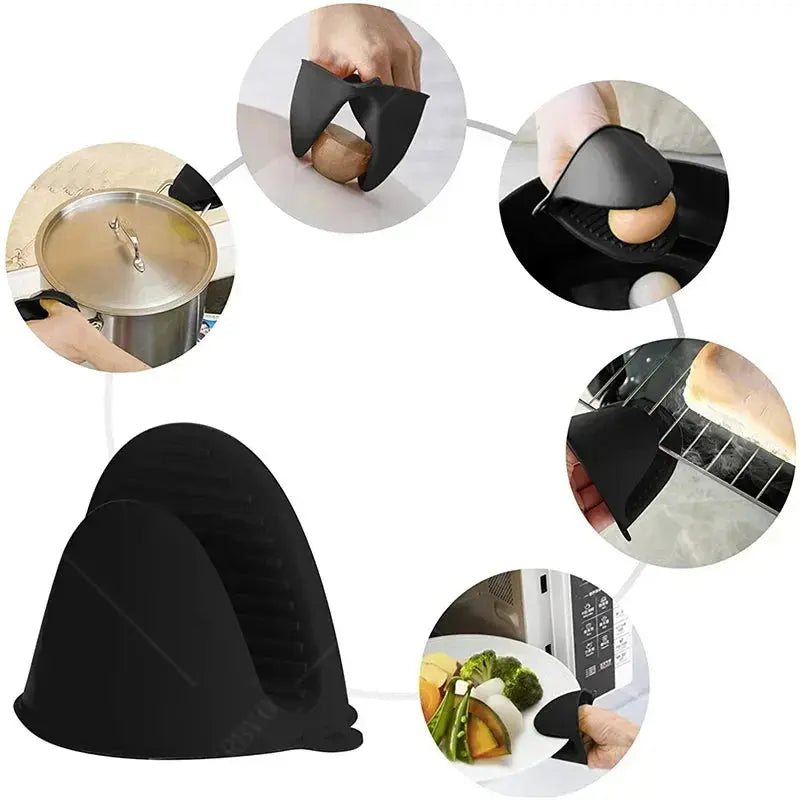 2PCS Oven Mitts Silicone Oven Glove Heat Resistant Pinch Mitts Anti Scalding Non Slip Gloves Hommart