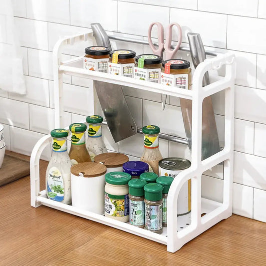 Kitchen Organizer Shelf Double-Deck Household Plastic Portable Small Size Storages Rack Hommart