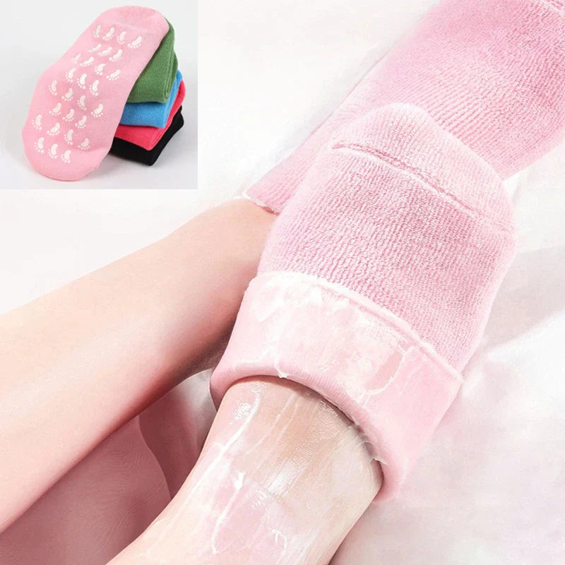 1Pair Multi Colored Essential Oil Moisturizing Socks Gloves For Dry Cracked