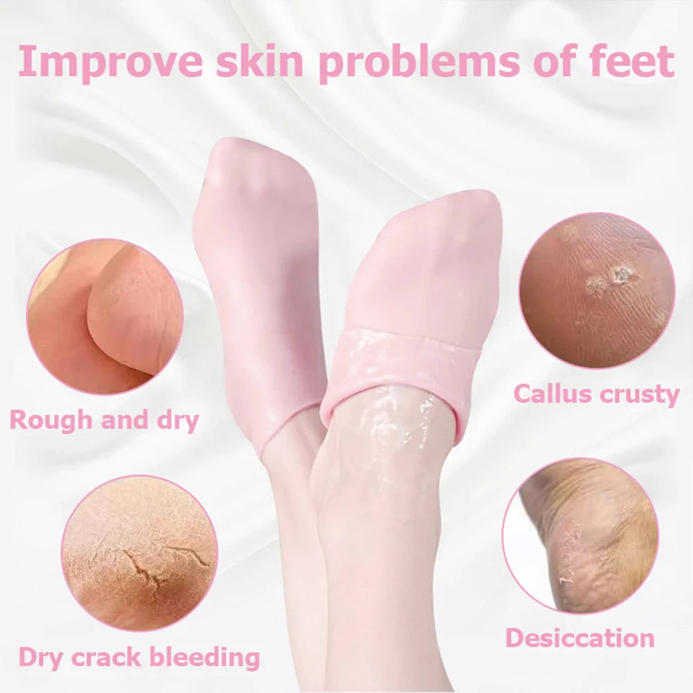 2 Pack Moisturizing Silicone Gel Socks for Dry Cracked Feet