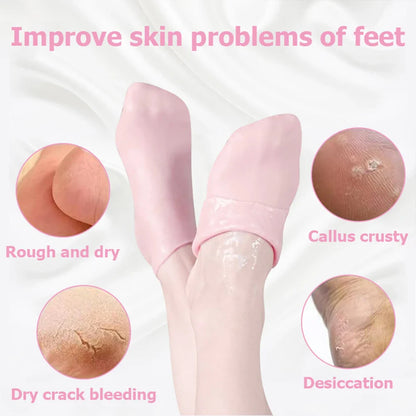 2 Pack Moisturizing Silicone Gel Socks for Dry Cracked Feet