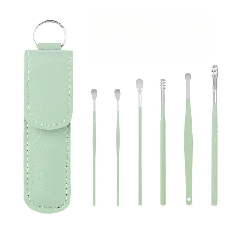 Effective 6Pcs Earwax Cleaning Tool with Spiral Earpick and Ear Curette Homemart