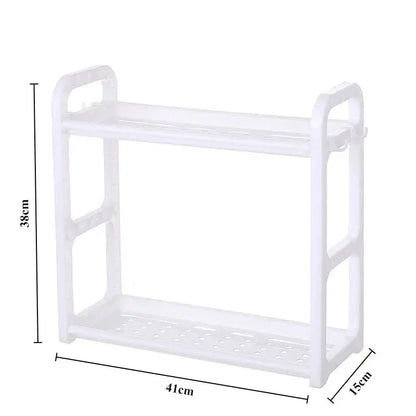 Kitchen Organizer Shelf Double-Deck Household Plastic Portable Small Size Storages Rack Hommart