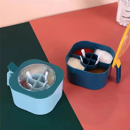 1 Set Large Capacity Sealing Seasoning Box with Handle Spoons 4 In 1 Hommart