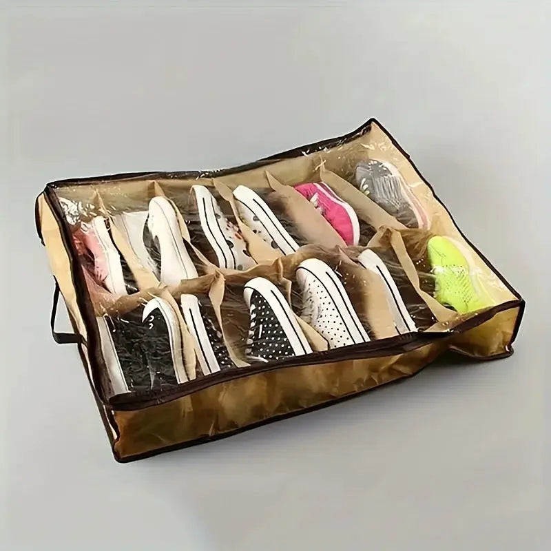 12-Grid Transparent Shoe Organizer Hommart