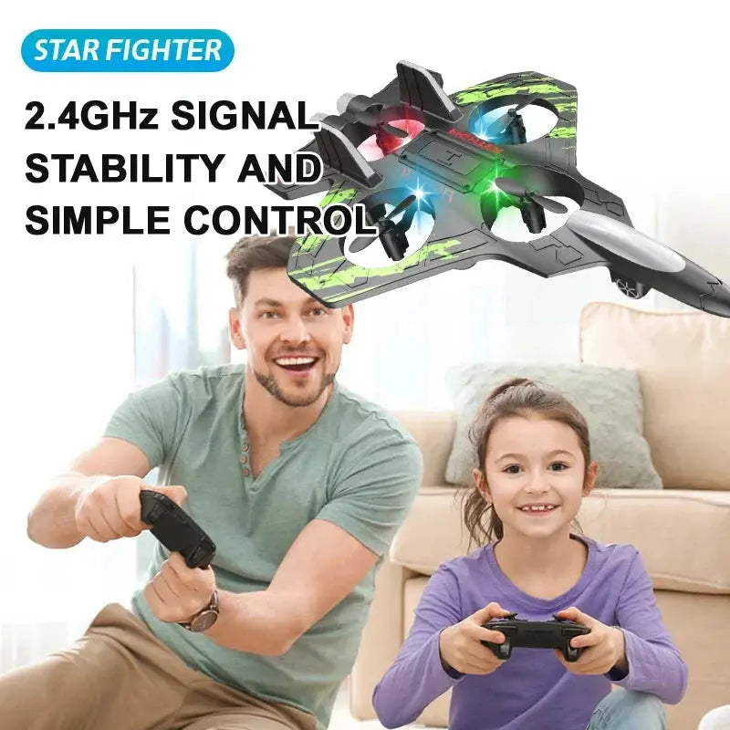 2.4G Remote Control Foam Fighter Glider Helicopter – Stunt Flying UAV with LED Lights Hommart