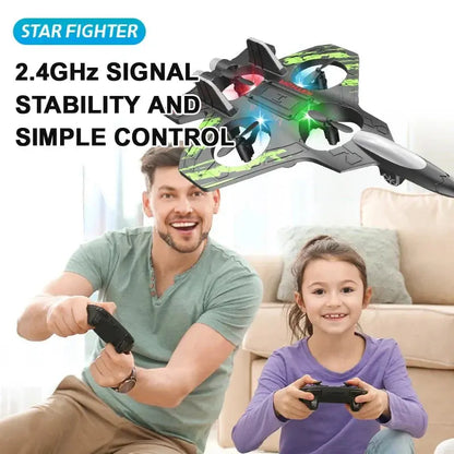 2.4G Remote Control Foam Fighter Glider Helicopter – Stunt Flying UAV with LED Lights Hommart