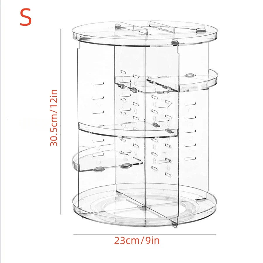 Cosmetic Organiser, 360 degree rotatable adjustable cosmetic storage display case