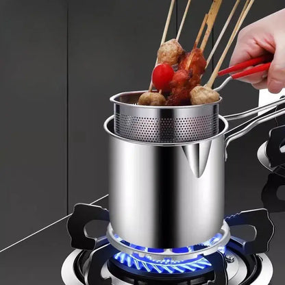 1200ml Small Stainless Steel Deep Fryer Pot with Long Handle Hommart