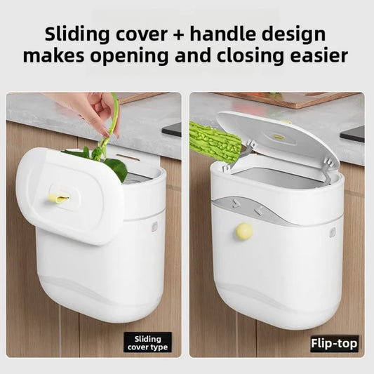 Hanging Trash Can Kitchen Sink Cabinet Door Wall Mounted Bins basket Bathroom Narrow Wastebasket Recycling Garbage Bin with lid